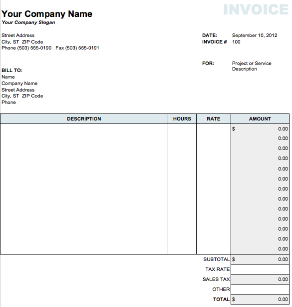 Classic Invoice Template for Numbers