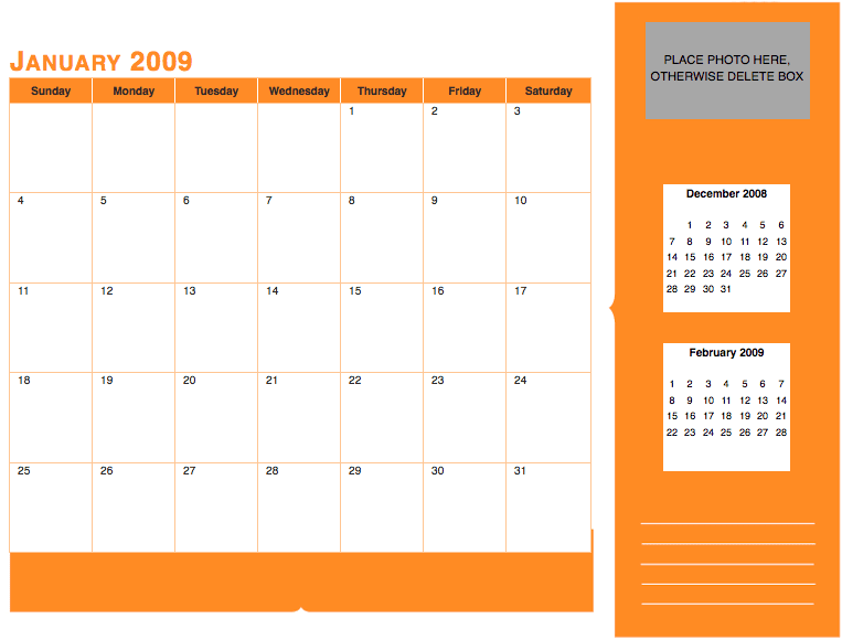 Pages ’08 – Modern Solid Monthly Calendar
