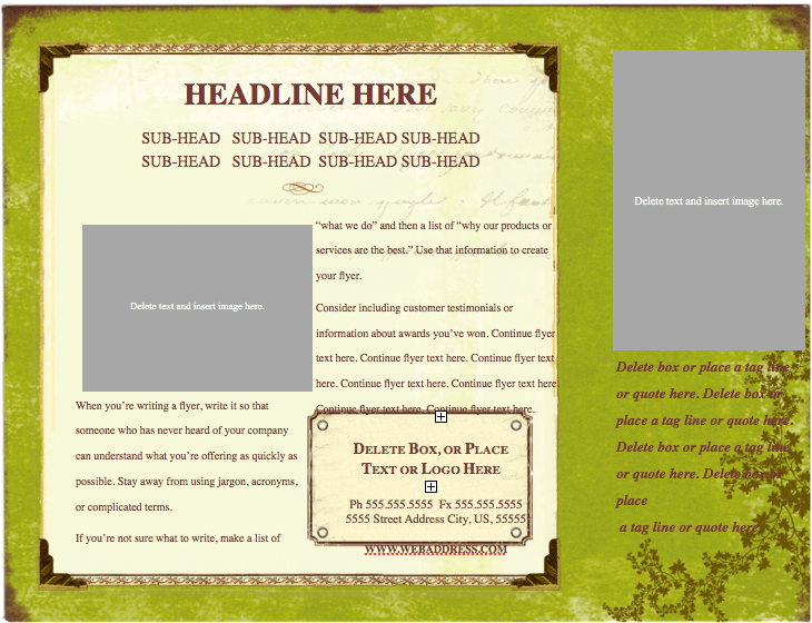 Weathered Horizontal Flyer Template For Pages