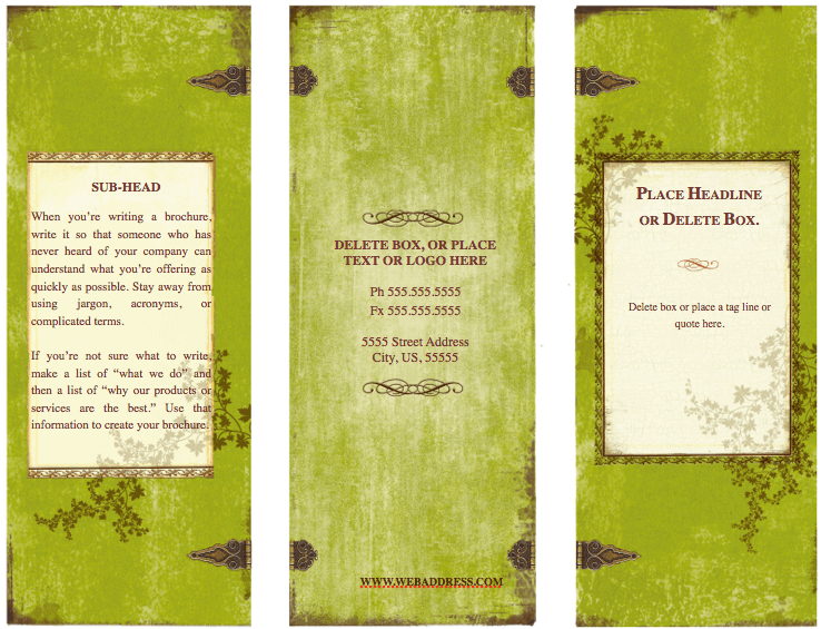 Weathered Tri Fold Brochure Template For Pages