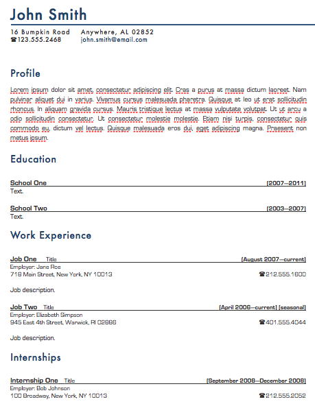 Standard Resume Template For Pages