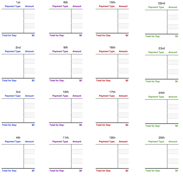 Paycheck to Paycheck Budget Template