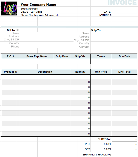 Basic Numbers Invoice Template