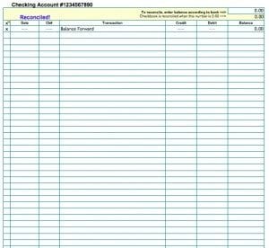 Simple Checkbook Template