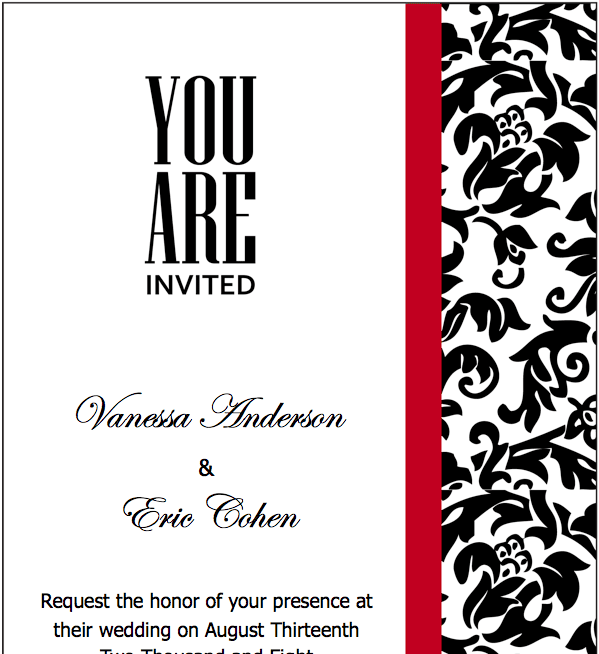Pages Black Red Wedding Invitations Template