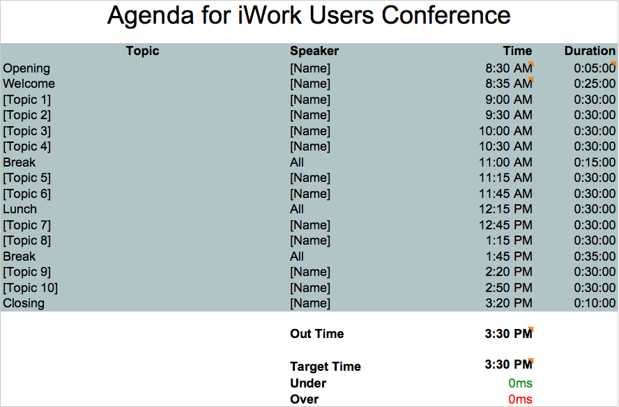 Agenda Planner Template Agenda Planner Template