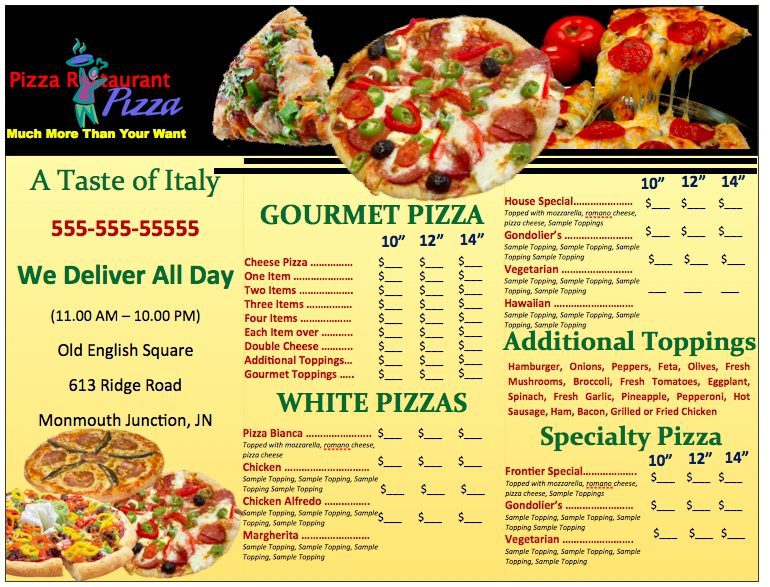 Pages Pizzeria Menu Template
