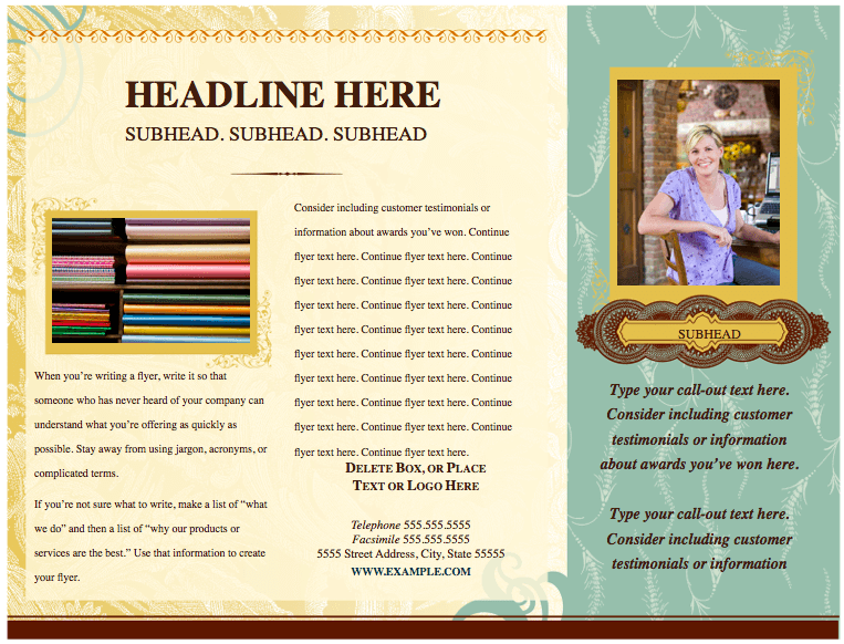Trendy Eclectic Horizontal Flyer Template for Pages