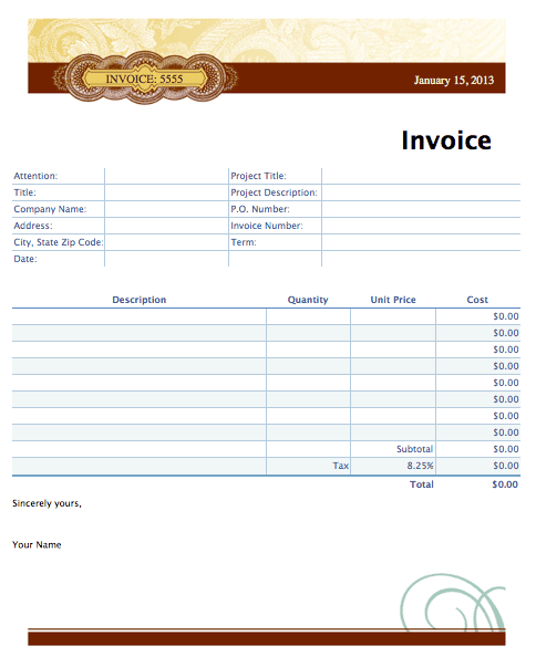Trendy Eclectic Invoice Template For Numbers